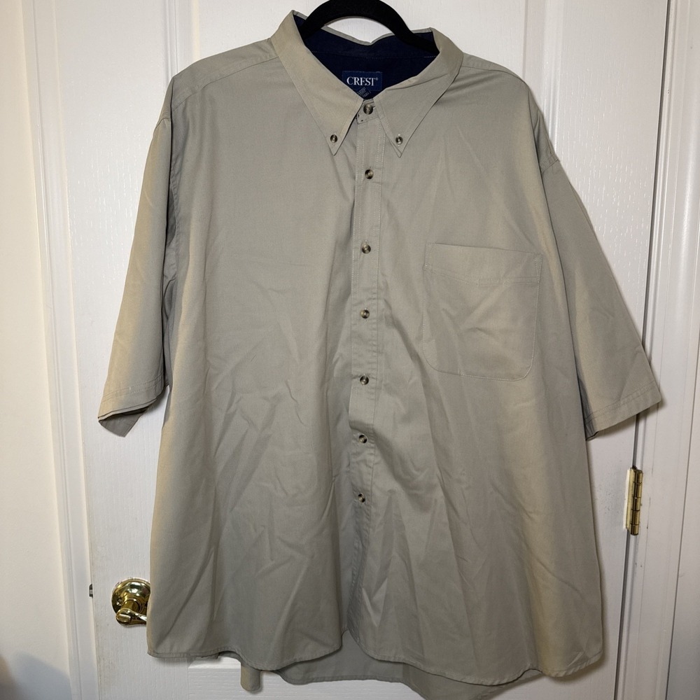 Crest Men's 3X Khaki Tan Short Sleeve Button Down Shirt Pocket